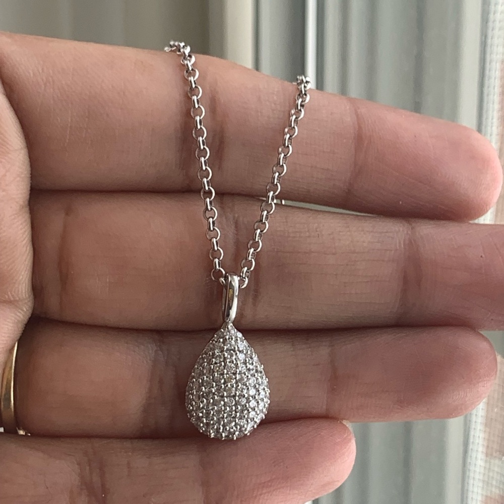 925 Sterling Silver Teardrop Necklace - 16"